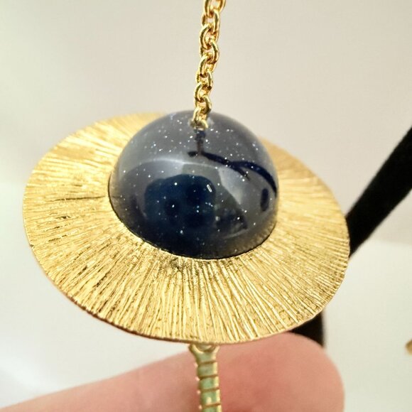 Milk Tooth Precipice Planet & Dagger Design Statement Earrings Sparkle Galaxy - Picture 7 of 15